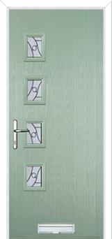 4 Square (off set) Abstract Composite Front Door in Chartwell Green