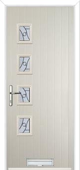 4 Square (off set) Abstract Composite Front Door in Cream