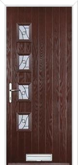 4 Square (off set) Abstract Composite Front Door in Darkwood