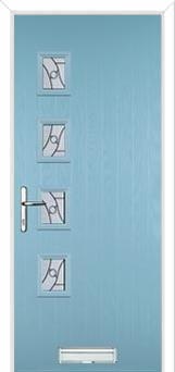 4 Square (off set) Abstract Composite Front Door in Duck Egg Blue
