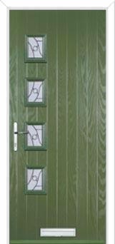 4 Square (off set) Abstract Composite Front Door in Fern Green