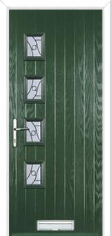 4 Square (off set) Abstract Composite Front Door in Green