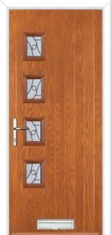 4 Square (off set) Abstract Composite Front Door in Oak