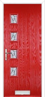 4 Square (off set) Abstract Composite Front Door in Poppy Red