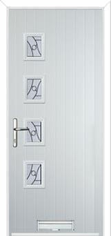 4 Square (off set) Abstract Composite Front Door in White