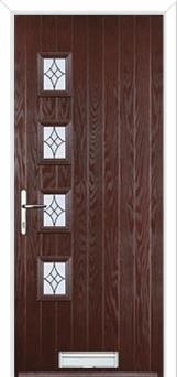 4 Square (off set) Elegance Composite Front Door in Darkwood