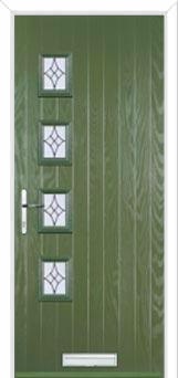 4 Square (off set) Elegance Composite Front Door in Fern Green