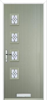 4 Square (off set) Elegance Composite Front Door in Pebble Grey