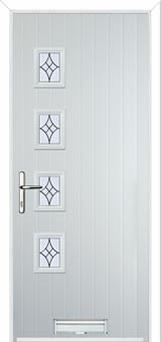 4 Square (off set) Elegance Composite Front Door in White