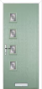 4 Square (off set) Enfield Composite Front Door in Chartwell Green