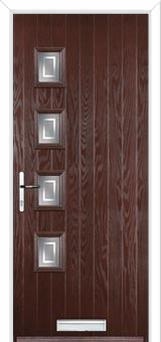 4 Square (off set) Enfield Composite Front Door in Darkwood