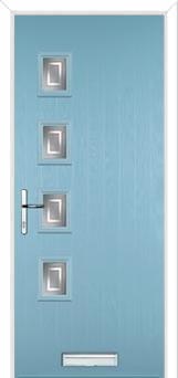 4 Square (off set) Enfield Composite Front Door in Duck Egg Blue