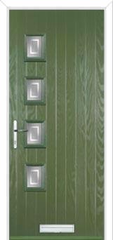 4 Square (off set) Enfield Composite Front Door in Fern Green