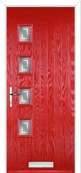 4 Square (off set) Enfield Composite Front Door in Poppy Red