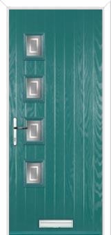 4 Square (off set) Enfield Composite Front Door in Turquoise Blue