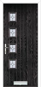 4 Square (off set) Flair Composite Front Door in Black Brown