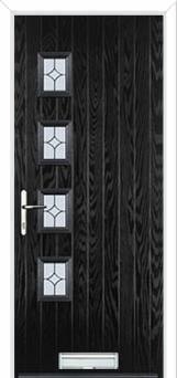 4 Square (off set) Flair Composite Front Door in Black