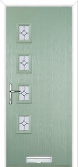 4 Square (off set) Flair Composite Front Door in Chartwell Green