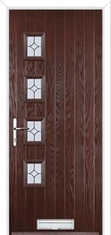 4 Square (off set) Flair Composite Front Door in Darkwood