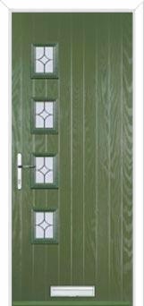 4 Square (off set) Flair Composite Front Door in Fern Green