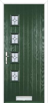 4 Square (off set) Flair Composite Front Door in Green