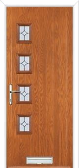 4 Square (off set) Flair Composite Front Door in Oak