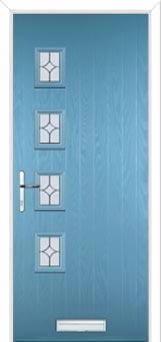 4 Square (off set) Flair Composite Front Door in Pastel Blue