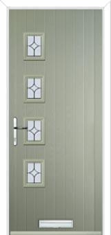 4 Square (off set) Flair Composite Front Door in Pebble Grey