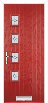 4 Square (off set) Flair Composite Front Door in Red