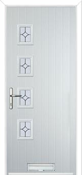 4 Square (off set) Flair Composite Front Door in White