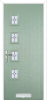 4 Square (off set) Finesse Composite Front Door in Chartwell Green