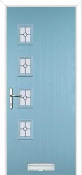 4 Square (off set) Finesse Composite Front Door in Duck Egg Blue