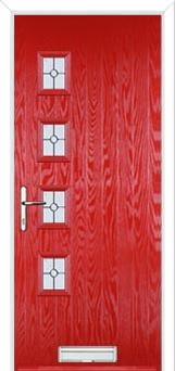 4 Square (off set) Finesse Composite Front Door in Poppy Red