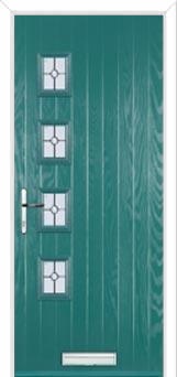 4 Square (off set) Finesse Composite Front Door in Turquoise Blue