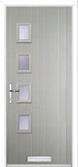 4 Square (off set) Glazed Composite Front Door in Agate Grey