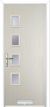 4 Square (off set) Glazed Composite Front Door in Cream
