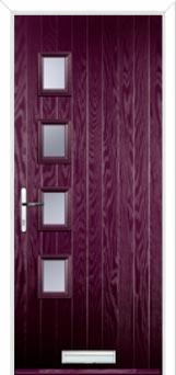 4 Square (off set) Glazed Composite Front Door in Purple Violet