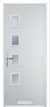 4 Square (off set) Glazed Composite Front Door in White