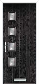 4 Square (off set) Staxton Composite Front Door in Black Brown