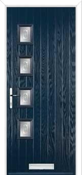 4 Square (off set) Staxton Composite Front Door in Dark Blue