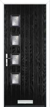4 Square (off set) Staxton Composite Front Door in Black