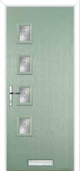 4 Square (off set) Staxton Composite Front Door in Chartwell Green