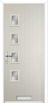4 Square (off set) Staxton Composite Front Door in Cream