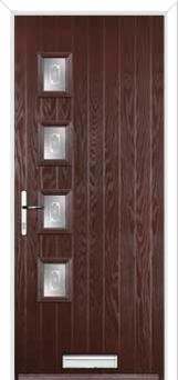 4 Square (off set) Staxton Composite Front Door in Darkwood