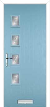 4 Square (off set) Staxton Composite Front Door in Duck Egg Blue