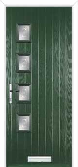 4 Square (off set) Staxton Composite Front Door in Green