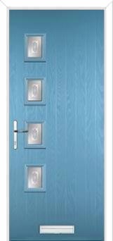 4 Square (off set) Staxton Composite Front Door in Pastel Blue