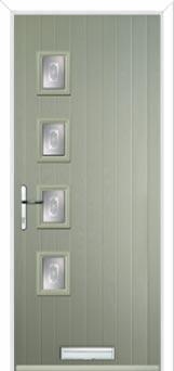 4 Square (off set) Staxton Composite Front Door in Pebble Grey