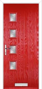 4 Square (off set) Staxton Composite Front Door in Poppy Red