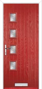 4 Square (off set) Staxton Composite Front Door in Red